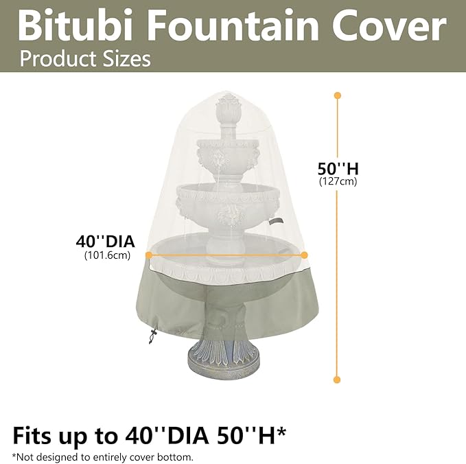 Bitubi Fountain Cover（40"x50"） 600D Oxford Cloth Garden Fountain Statue - Image 2