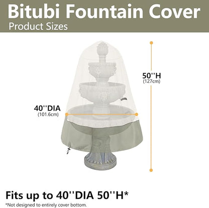 Bitubi Fountain Cover（40"x50"） 600D Oxford Cloth Garden Fountain Statue - Image 2