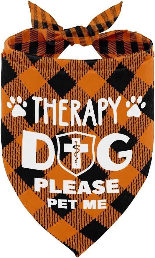 Dog Bandana, Therapy Dog Please Pet Me with, Dogs Scarf Classical Printing by AUII+JO+DESIGN