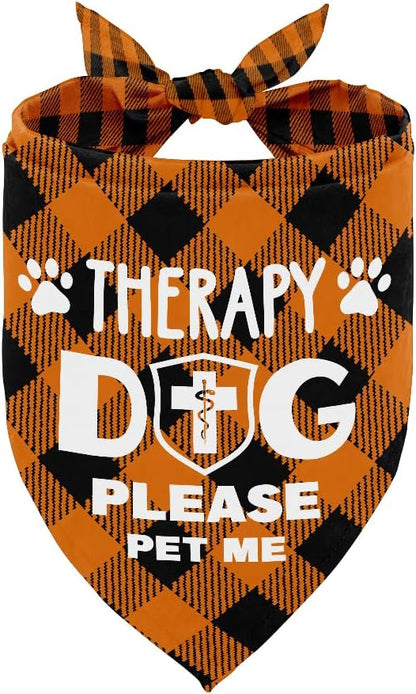 Dog Bandana, Therapy Dog Please Pet Me with, Dogs Scarf Classical Printing by AUII+JO+DESIGN