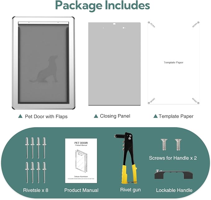 Aluminum XL Dog Door for Door, Open Size:24.4" H x 13.8'', Heavy Duty Doggy Door - Image 5
