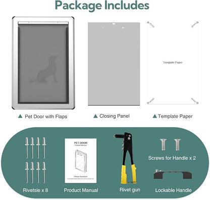 Aluminum XL Dog Door for Door, Open Size:24.4" H x 13.8'', Heavy Duty Doggy Door - Image 5