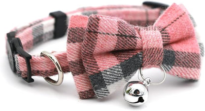 Pink Plaid Bow Kitten Collar - Image 6
