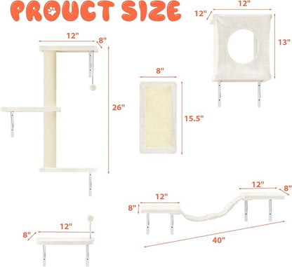 NUNU LAB Cat Wall Shelves Set, Bridge Ladder, Scratching Post, Indoor Cat - Image 5