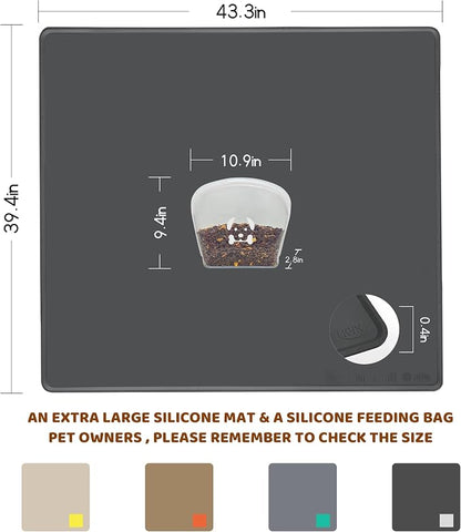 Extra Extra Large Silicone Dog Food Mat 39.4×43.3in and 128oz Silicone Bag Set - Image 2