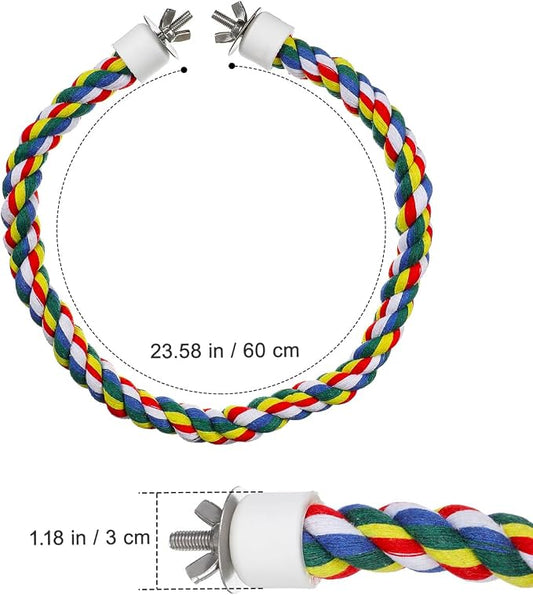 Bird Rope Perch 24 Inch, Colorful Cotton Parrot Bungee Swing, Bendable Cage - Image 2