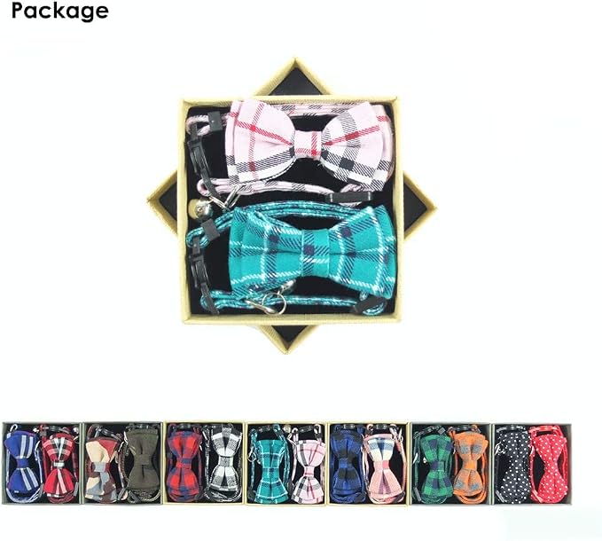 Cat Collar Breakaway with Bell and Bow Tie, Plaid Design Adjustable Safety - Image 3