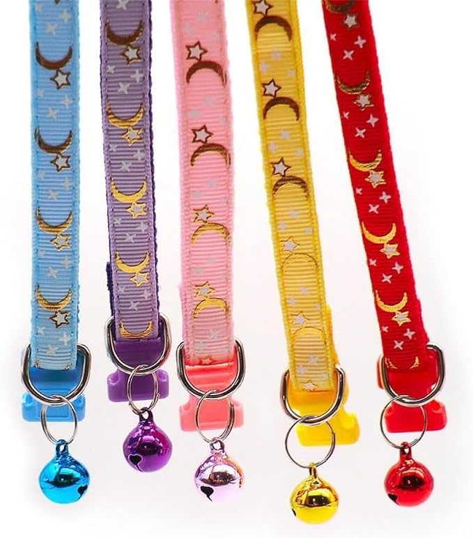 Reflective Cat Collars with Bell 2-Pack Girl Boy Pet Kitten Collar with Star - Image 5
