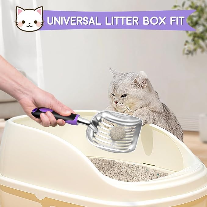 Cat Litter Scoop, Metal Cat Scooper, Rubber Handle Scoop, Sifting Shovel – - Image 6