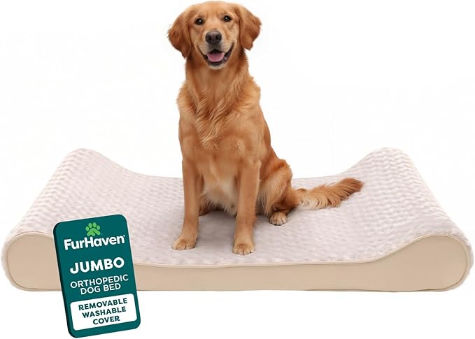 FurHaven Orthopedic Dog Bed for Large Dogs, Luxe Lounger Contour Mattress by FurHaven