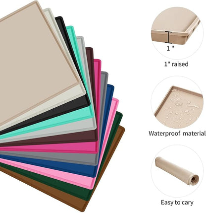 Dog Food Mat, Silicone Waterproof Food Tray, Non Slip Pet Bowl Mats Placemat - Image 2