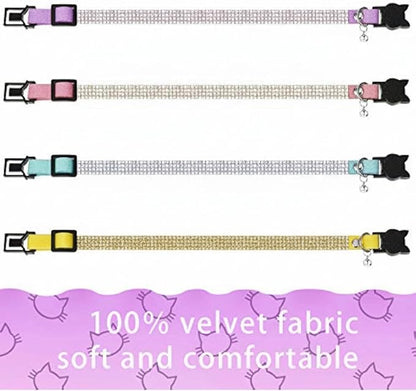 Weewooday 4 Pieces Rhinestones Cat Collars Breakaway Cat Collar - Image 4