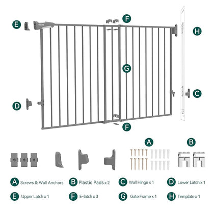 Babelio 31.5-55" No Bottom Bar Baby Gate Extra Wide, 2-in-1 Auto Close Dog Gate - Image 7
