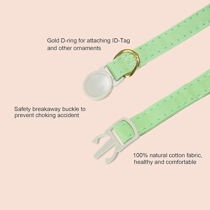 Bunny Ear Cat Collar with Bell and Bow Tie, Breakaway Cute Bowtie Kitten Collars - Image 3
