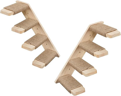 HOOBRO Cat Wall Shelves Set of 2, Wood Wall Mounted 4-Level Cat Wall Steps by HOOBRO