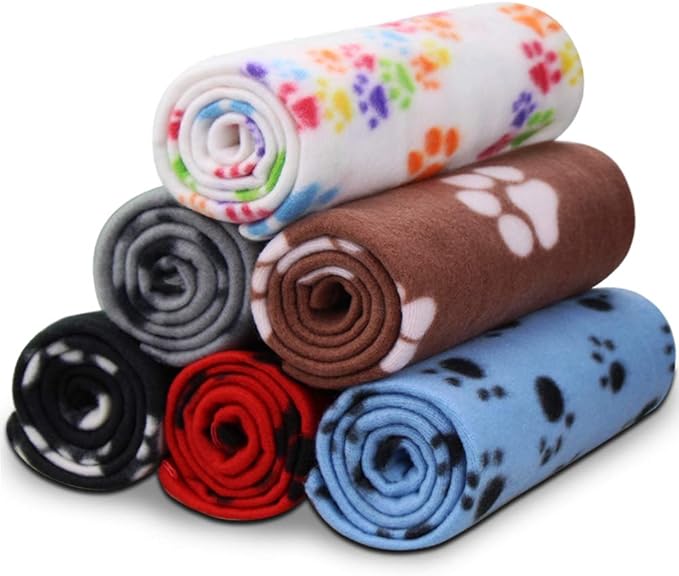 Comsmart Dog Blankets for Small Dogs, 6 Pack Puppy Blanket Cute Paw Print Pet by Comsmart