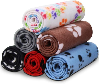 Comsmart Dog Blankets for Small Dogs, 6 Pack Puppy Blanket Cute Paw Print Pet by Comsmart