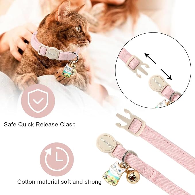 Cat Collar, 2 Pack Pink Cat Collars Breakaway - Image 4