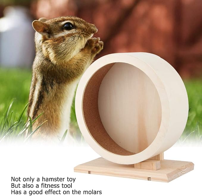 Wooden Hamster Exercise Wheel, Silent Silent Running Wheel Wooden Small Pets - Image 8