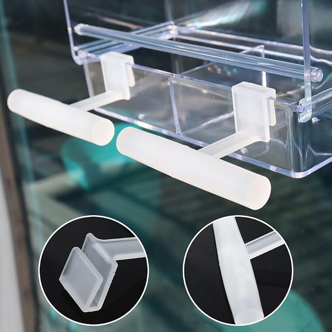 2PCS Bird Perch Stands, Acrylic Parrot Feeder Playstand Window Bird Feeder - Image 2