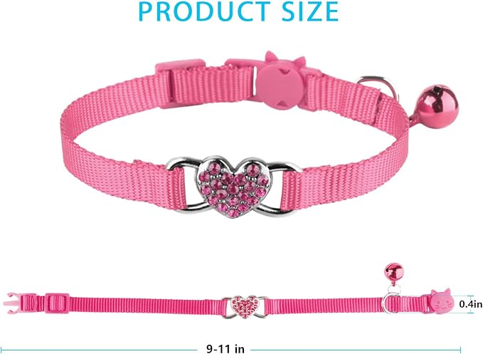 2 Pcs Cat Collars Heart Bling Breakaway - Image 6