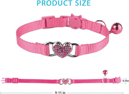 2 Pcs Cat Collars Heart Bling Breakaway - Image 3