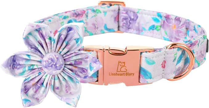 Lionheart Glory Dog Collar, Cute Floral Pattern Pet Collar Adjustable Dog Collar by LionheartGlory