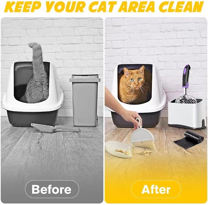 Cat Litter Scooper with Holder, Metal Cat Litter Scoop, Kitty Poop Scooper Stand - Image 4