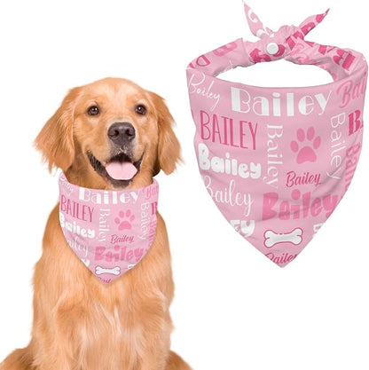 Personalized Dog Bandanas Custom Neckwear Name Button Anti-loosening Dog Scarf by Unknown