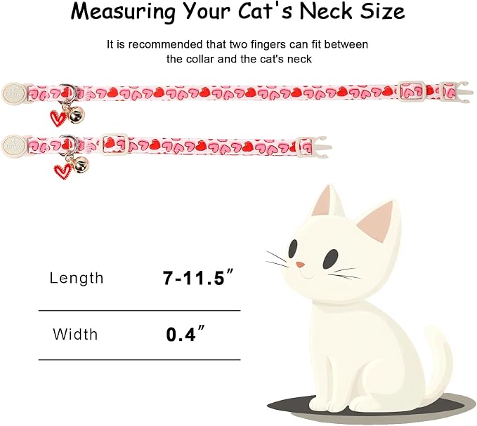 2 Pack Valentines Cat Collars - Image 4