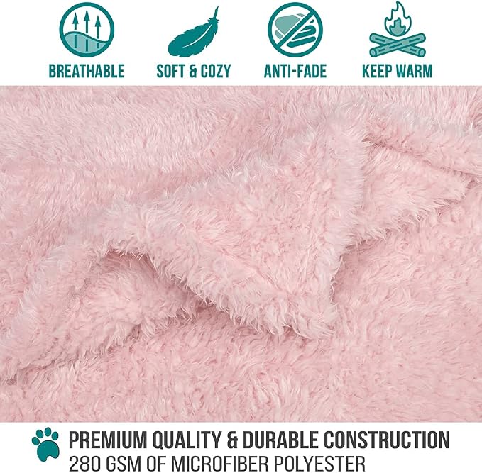 PetAmi Dog Blanket for Small Dogs Pink, Fluffy Soft Puppy Blanket, Sherpa - Image 7