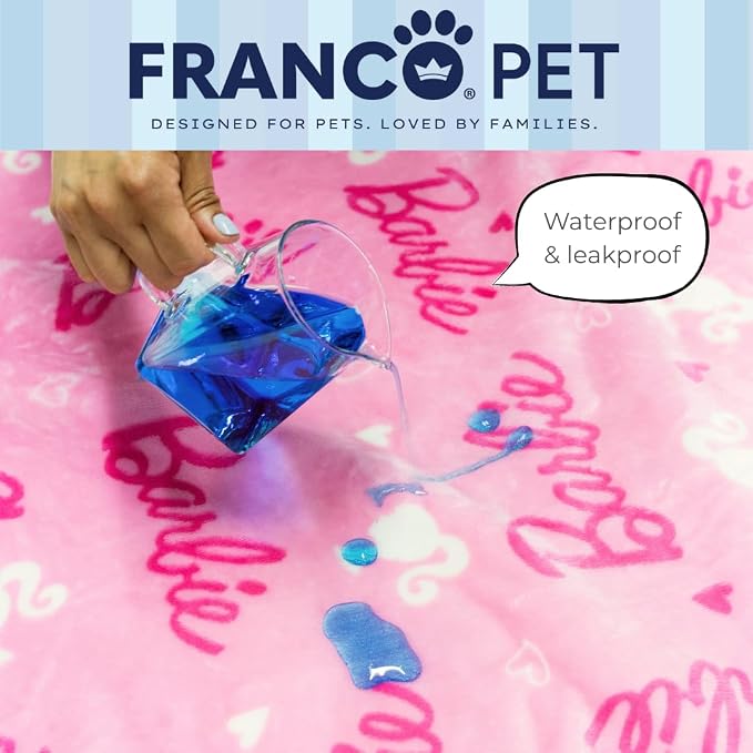 Franco Pet Barbie Super Soft Cozy Waterproof Sherpa-Backed Blanket Throw - Image 4