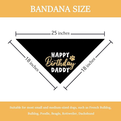 Happy Birthday Daddy Dog Bandana Black Puppy Bandanas Birthday Decorations - Image 2