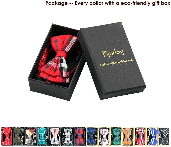 Cat Collar Breakaway with Bell and Bow Tie, Plaid Design Adjustable Safety - Image 2