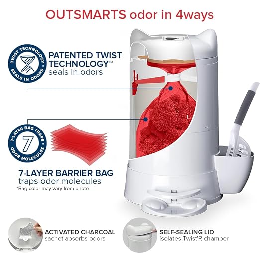 Red Rocket XL Cat Litter Trash Can Multi Kitty Twist’R Step Litter Disposal - Image 2