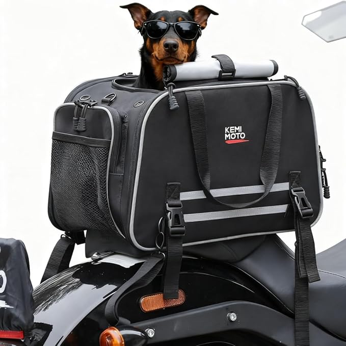 KEMIMOTO Motorcycle Dog Carrier Expandable, Airline Approved Pet Carrier by kemimoto