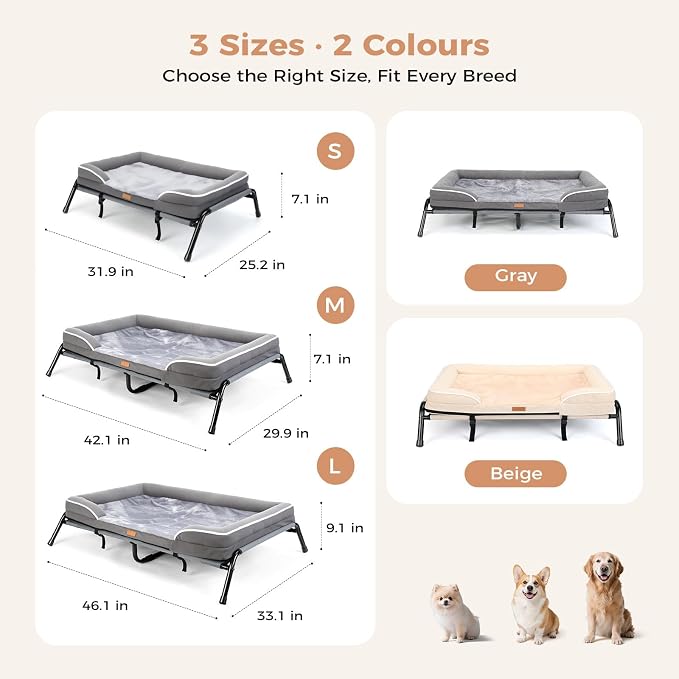 Lekereise Raised Dog Bed for Small Dog 32x25 Inch, Comfortable Orthopedic Pet - Image 8