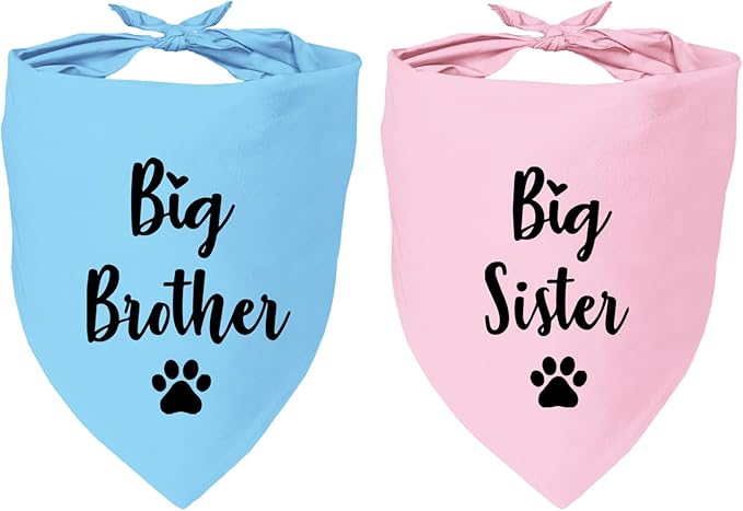 Big Sister and Big Brother Pet Dog Bandana, Triangle Scarf by YROVWENQ
