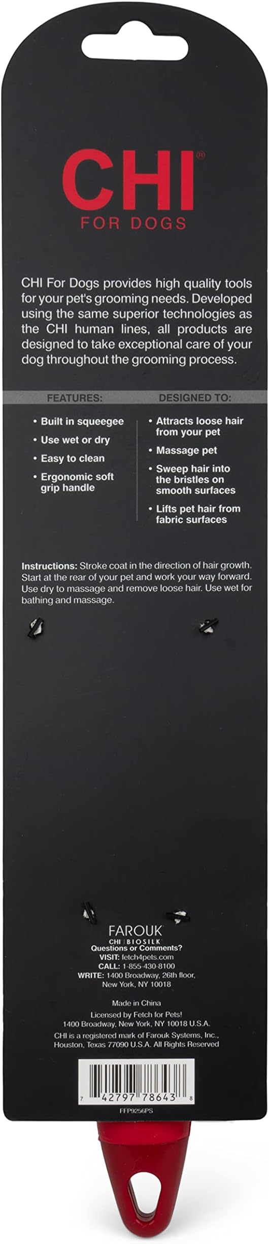CHI for Dogs Rubber Fur Accumulator Brush, Dog Grooming Tool for Removing Loose - Image 2