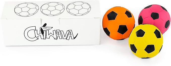 CHIWAVA 3PCS 2.7'' Squeak Latex Dog Toy Football Chew Fetch Throw Ball - Image 5
