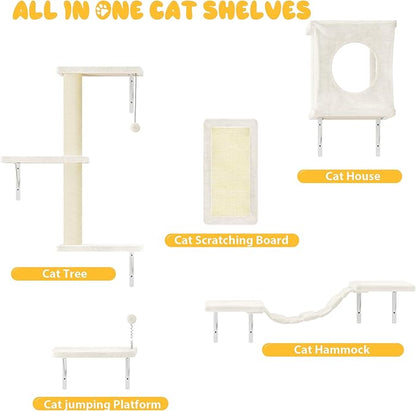 NUNU LAB Cat Wall Shelves, 10-in-1 Wall-Mounted Cat Furniture Set, Large Cat - Image 4