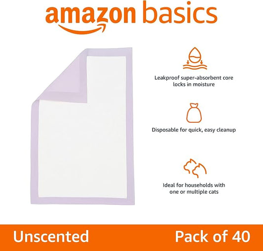 Amazon Basics Cat Pee Pads, Super Absorbent, Odor Control, Universal Fit - Image 2