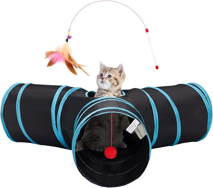 Tempcore Pet Cat Tunnel Tube Cat Toys 3 Way Collapsible, Tunnels by Tempcore