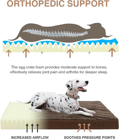 KSIIA Orthopedic Dog Bed Crate Waterproof Pet Mats - Image 2