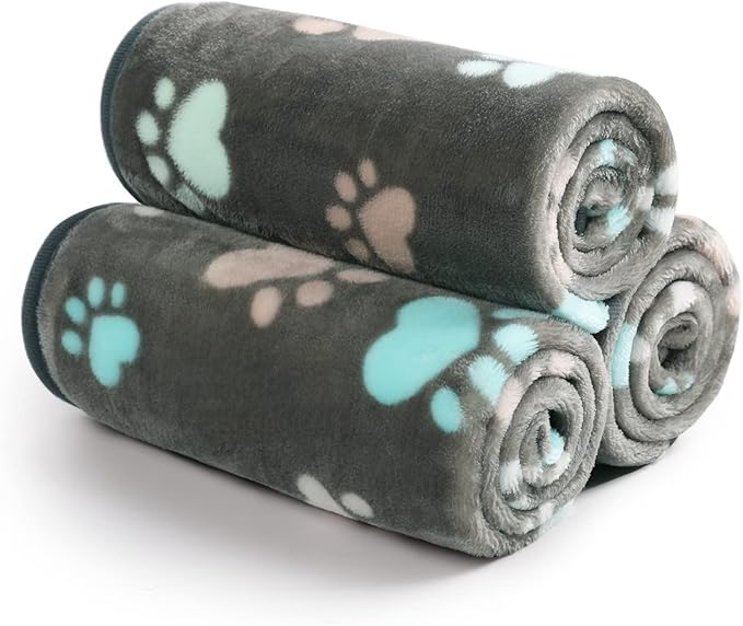 Luciphia 1 Pack 3 Blankets Fluffy Premium Fleece Pet Blanket Flannel Paw - Image 3