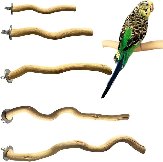 Allazone 5 PCS Natural Parrot Perch Bird Stand Wooden Parrot Perch Stand by Allazone