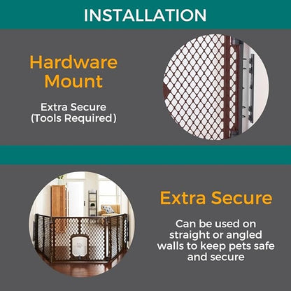 MyPet Extra Wide Dog Gate with Small Pet Door. 38.5” to 103.5" Wide. Cat Gate - Image 4