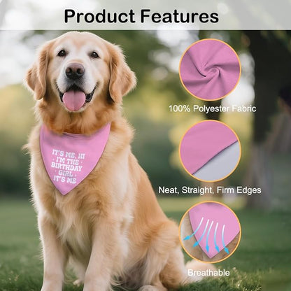 It's Me, Hi I'm The Birthday Girl Pink Dog Bandana, Cute Birthday Gifts - Image 3