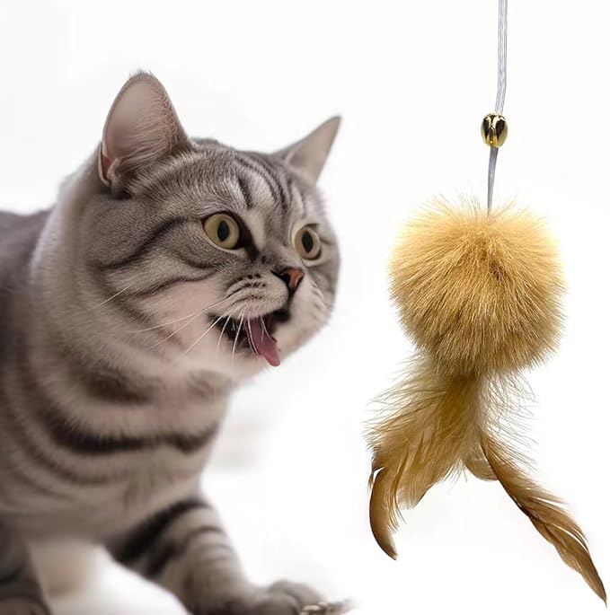 Cat Toys - Rainbow Wand, Feather Flips Plush Ball, Interactive Feather Teaser - Image 5