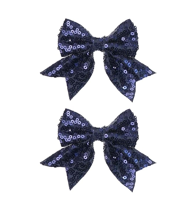 3-inch Sequined Bow Hair Clips For Baby Girls, Kids and Young Women Birthday by Koolgil